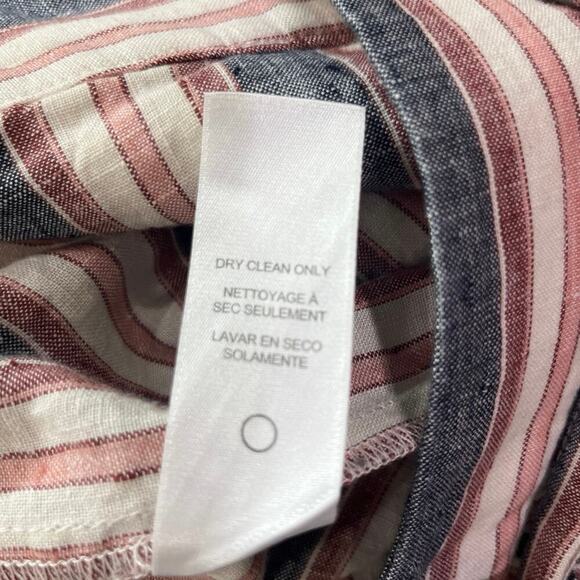 FRAME 100% Linen Wide Leg Striped Cropped Belted Pants Sz 6 - Picture 6 of 7